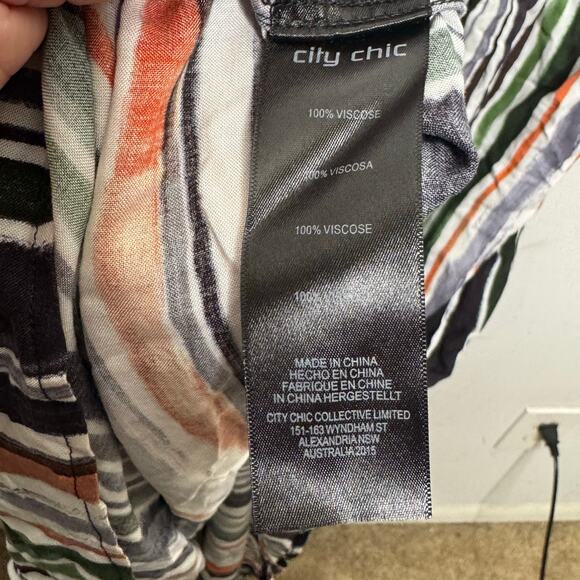 City Chic Women’s Maxi Dress L 20 Jungle Stripe Print V-Neck Short Sleeve - Picture 11 of 16